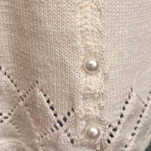 Cottagecore embroidered floral cardigan with pearl buttons-L - Picture 4 of 6